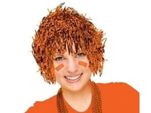 399013.05 Team Spirit Fun Foil Wig, Orange Peel - Pack of 6