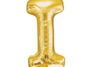 Anagram 78407 32 in. Letter I Gold Supershape Foil Balloon
