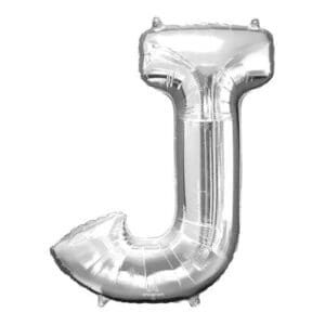 33 in. Letter J Silver Supershape Foil Balloon
