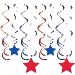 Patriotic Dizzy Danglers, 8 Pk