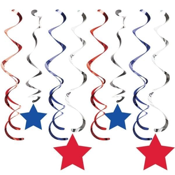 Patriotic Dizzy Danglers, 8 Pk