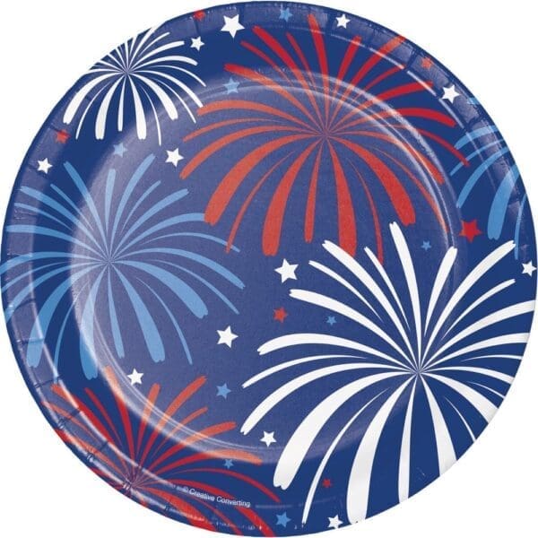 Patriotic Patterns Dessert Plates, 8 Pack