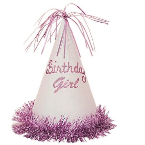 Glitter Fringe Birthday Girl Party Hat