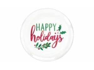 Christmas Happy Holidays 7-1/2" Coupe Plates, White