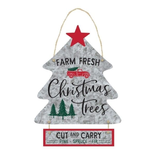 242421 Christmas Fresh Farm Trees Hanging Sign