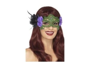 Smiffys 48050 Embroidered Lace Filigree Witch Eyemask, Black & Green, One Size -  Embroidered Filigree Eyemask Witch Lace Ladies Halloween Fancy