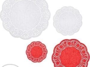 Amscan Festive Christmas Red and White Paper Doilies Party Decoration