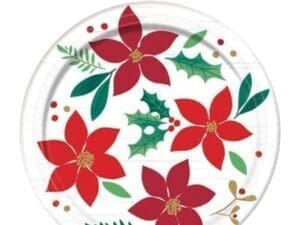 Christmas Wishes 7" Paper Plates, Red