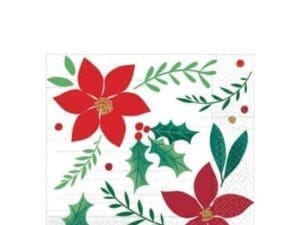 Christmas Wishes 2-Ply Beverage Napkins, 5" X 5", Red