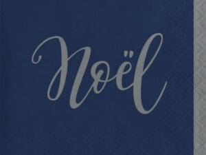 Silent Night "Noel" Beverage Cocktail Napkins 16 Ct Navy Silver