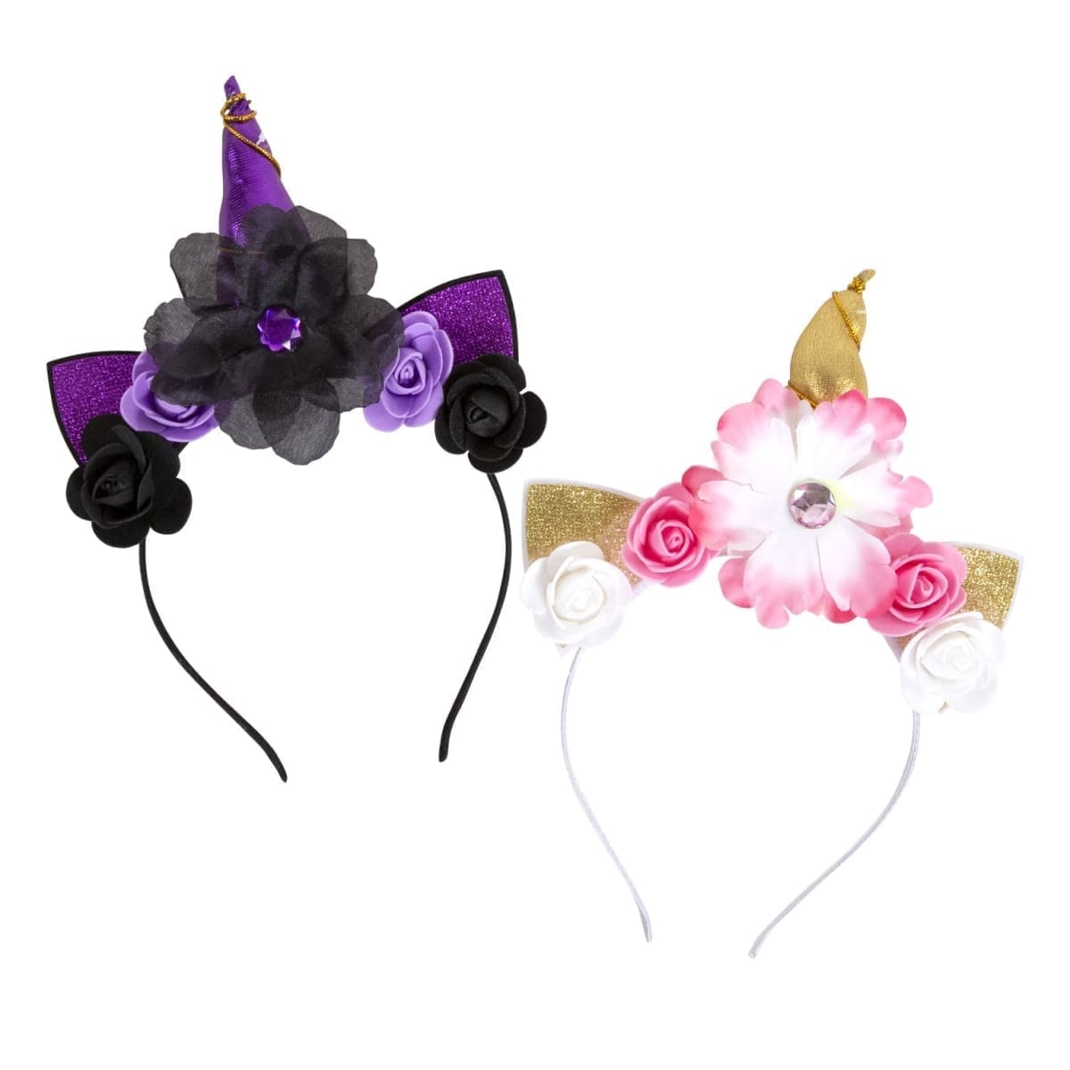 2339957 Unicorn Headband with Flowers & Gems, Assorted Color - Case of 24