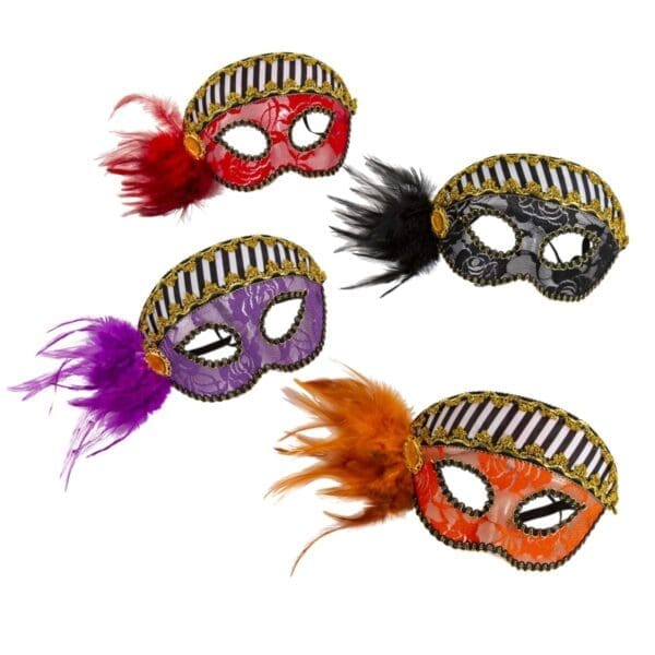 DDI 2340020 Pirate Lace & Stripe Mask with Gems, Assorted Color -