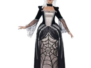 Smiffy's Adult Women's Black Widow Baroness Costume, Printed Dress, Carnival of -