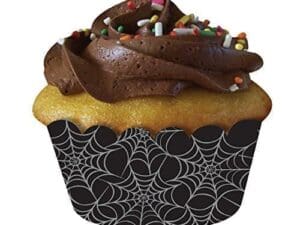 Creative Converting 12 Count Spiderweb Cupcake Wrappers, Black