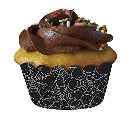Creative Converting 12 Count Spiderweb Cupcake Wrappers, Black