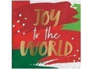 Creative Converting 16 Count Joy to the World Foil Bev Napkins