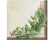 Creative Converting - Winter Wreath Beverage Napkin - Set of 16