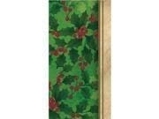 Club Pack of 432 Moss Green and Ivory Gilded Holly 2-Ply Guest/Dinner Napkin 15.5"