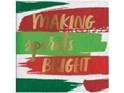Creative Converting 16 Count Making Spirits Bright Foil Bev Napkins