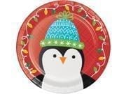 Friends of Santa Penguin Paper 8 Ct 6.75" Dessert Cake Plates