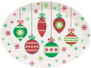 Christmas Ornaments Oval Tray