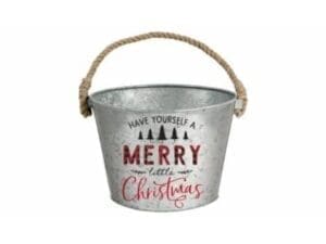 Amscan Have Yourself a Merry Little Christmas Bucket, 8-1/2"H X 16"W X 12"D, Silver