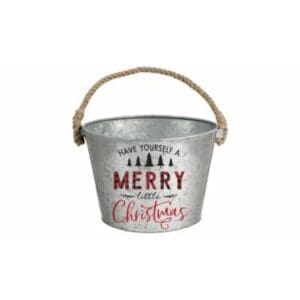 Amscan Have Yourself a Merry Little Christmas Bucket, 8-1/2"H X 16"W X 12"D, Silver