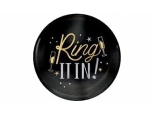 New Year's Ring It in Plastic Plates, 7-1/2", Black