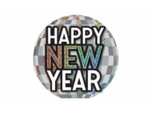 Happy New Year Disco Ball Easel Sign