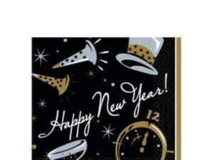 Black Tie Affair Super Value 100 Ct Paper Beverage Napkins New Years Eve