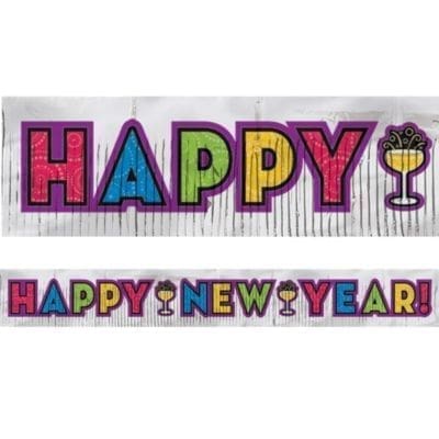 Glitter Colorful New Year's Fringe Banner