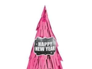 Pink Fringe Happy New Year Party Hat