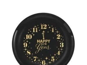 Metallic Countdown Clock New Year's Plastic Appetizer Plates