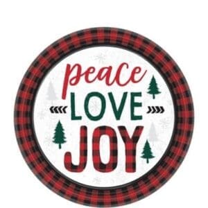 Amscan Cozy Holiday Christmas Round Plate, Multicolor, 6/Pack (542188)