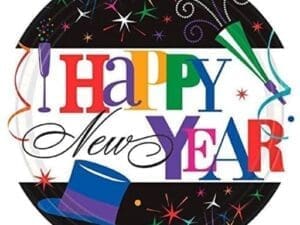 Ring in the New Year Party Round Dessert Plates 60 Piece, 7", Multicolor