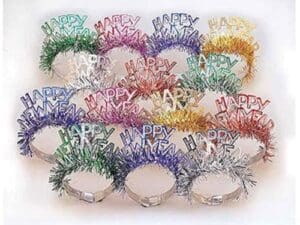 Group 203100 Decor New Year Foil & Glitter Fringe Tiara, Pack of 50