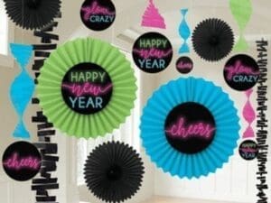 New Year's Glow Fan Decorating Kits, Black, 1 Kit per Pack