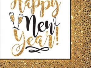 Gold Glitter New Year Luncheon Napkins