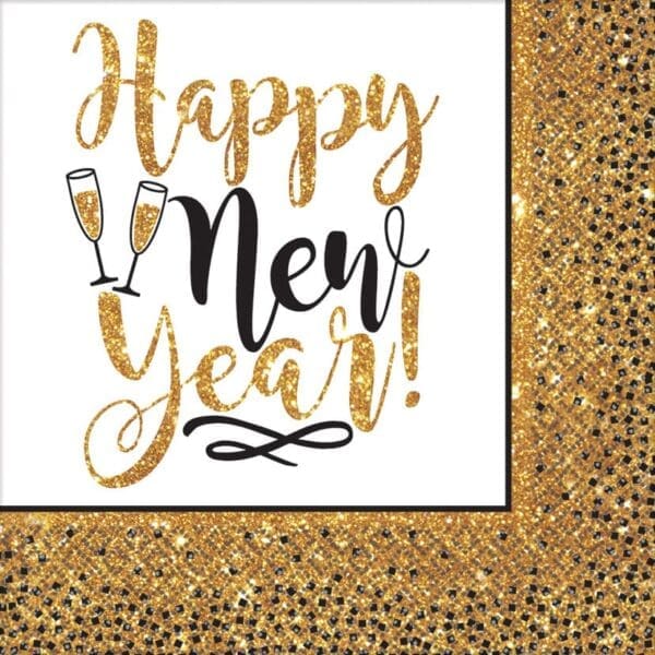 Gold Glitter New Year Luncheon Napkins