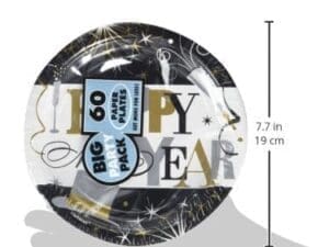 Elegant Celebration Happy New Year Dessert Plates, 60 Count