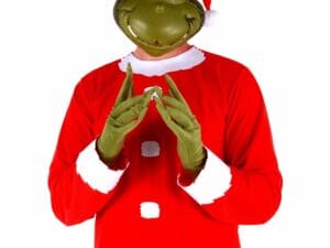 Adult Grinch Fancy Dress Costume Top, Hat and Half Mask