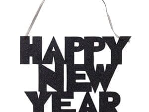 Creative Converting Glitter Happy New Year Sign, 12", Black