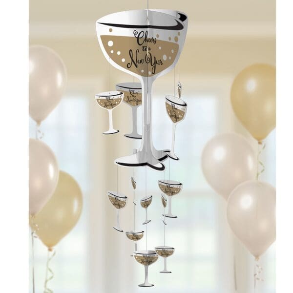 New Year's Champagne Glasses Jumbo Hanging Decoration Over 3 Ft