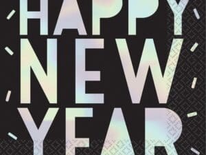 New Year's Disco Ball Drop 2-Ply Lunch Napkins, 6-1/2" X 6-1/2", Black, 16 Napkins per Pack