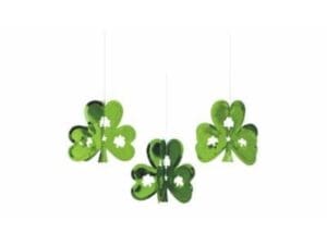 Shamrock 9 X 5 in. St. Patricks Day Foil 3D Mini Hanging Decorations, Green
