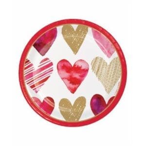 Watercolor Hearts Valentine'S Day Dessert Plates