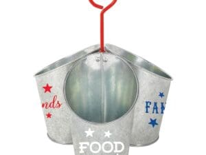 Patriotic Food Family Friends Galvanized Utensil Caddy, 10.75" X 7.25", Metal