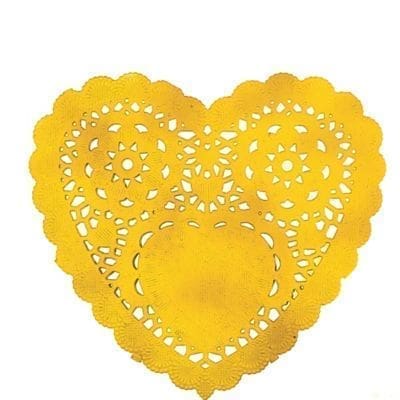 Gold Heart Doilies 10ct Valentine's Day