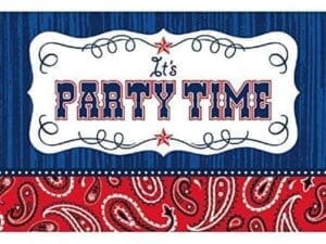 Western Bandana and Blue Jeans Party Invitations W/ Envelopes 8 Ct.