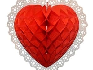 Amscan 14 in. Valentine's Day Heart-Shaped Honeycomb Hanging Decoration (3-Pack)